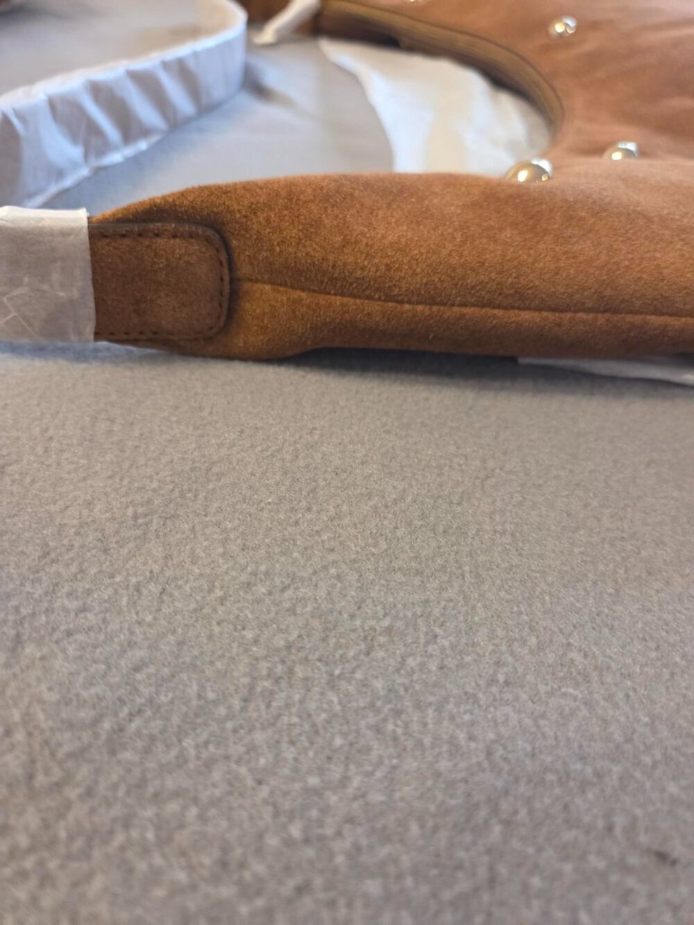 NWT The Essential Curve Shoulder Bag (Studed Suede/Dried Acorn) - Picture 8 of 15